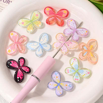 Dreamy Butterfly Print Acrylic Beads