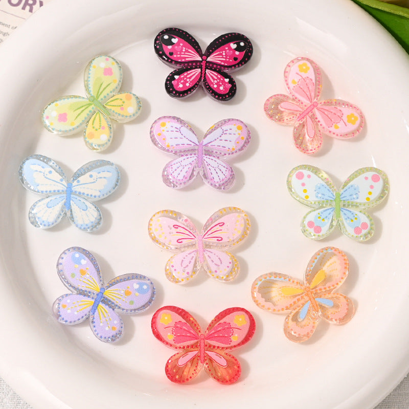 Dreamy Butterfly Print Acrylic Beads