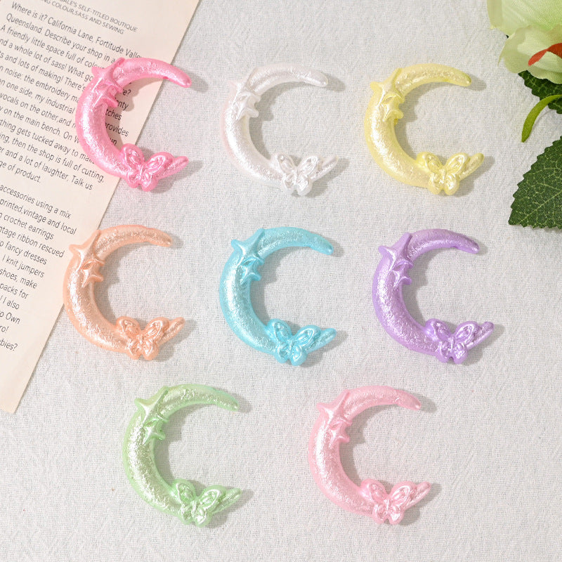 Glitter Moon Crescent Bow Beads
