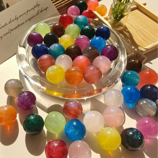Glitter Acrylic Beads, Sparkle Round Beads for DIY Jewelry Making, Multi-Color Optional